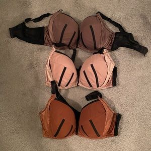 3 Parfait Balconette Bras - brown, pink and purple size 38G